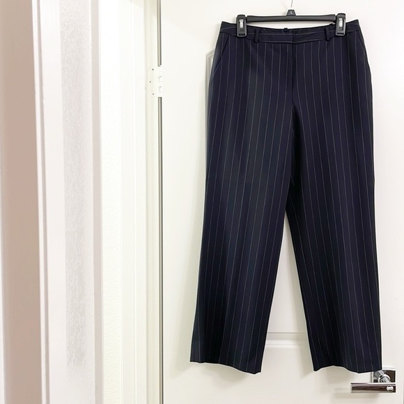 Petite Sophisticate black pinstripe trouser pants - Picture 1 of 4